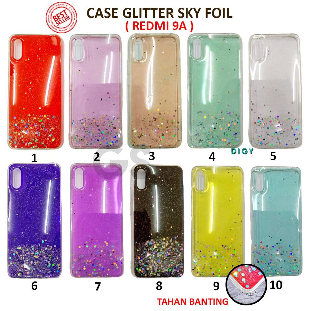 Case Import REDMI MI 9 MI 9A  MI 9C 9T  NOTE 10 PRO POCO F3 M3 Sparkly Silver Foil Starry Sky Soft Case