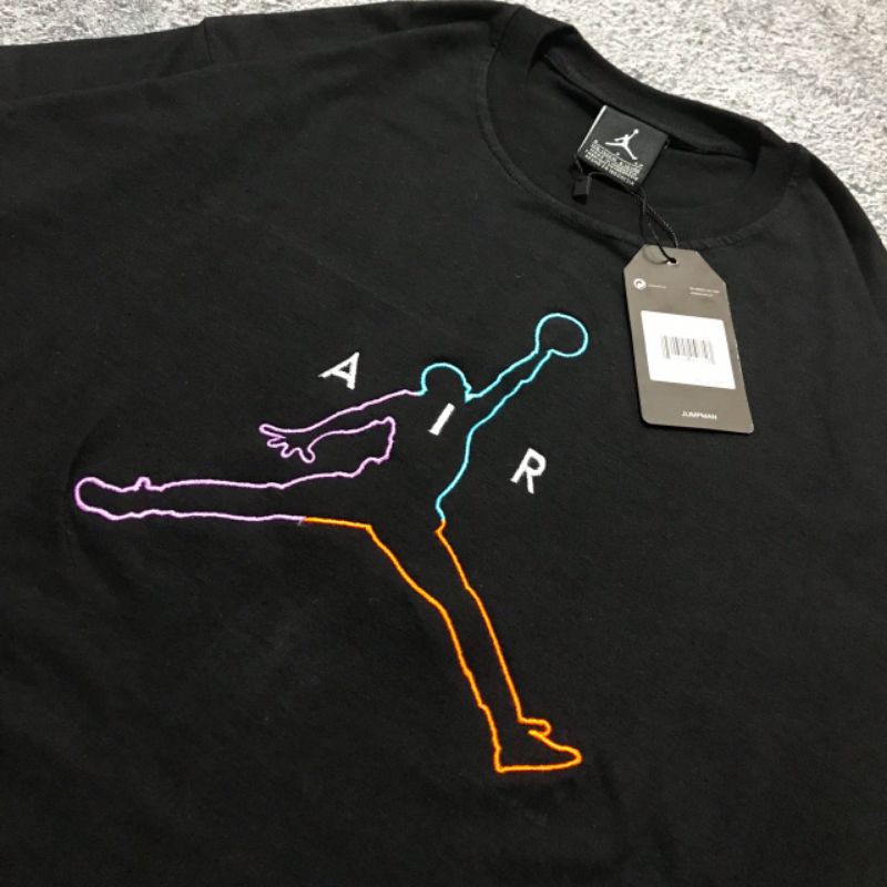 Tshirt Kaos Jordan Jump Man Rainbow Bordir Premium Quality