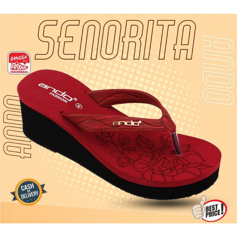 sandal Ando wedges sandal jepit ando wanita sandal jepit tinggi