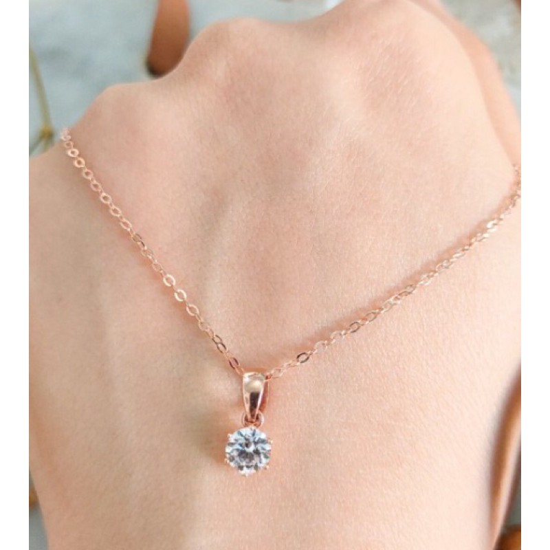 Kalung rosegold permata zirkon elegant emas asli