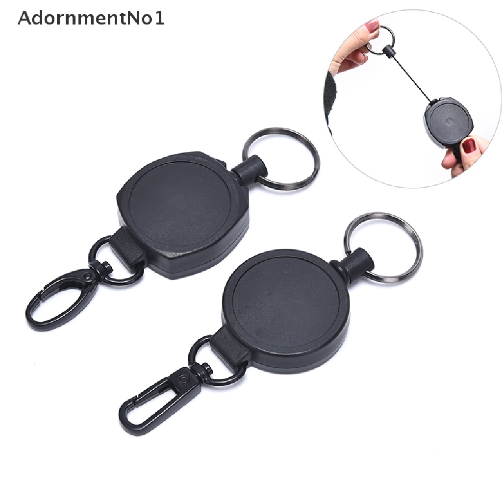 (AdornmentNo1) Gantungan Kunci Holder Kartu ID / ID / Kredit Retractable Warna Hitam