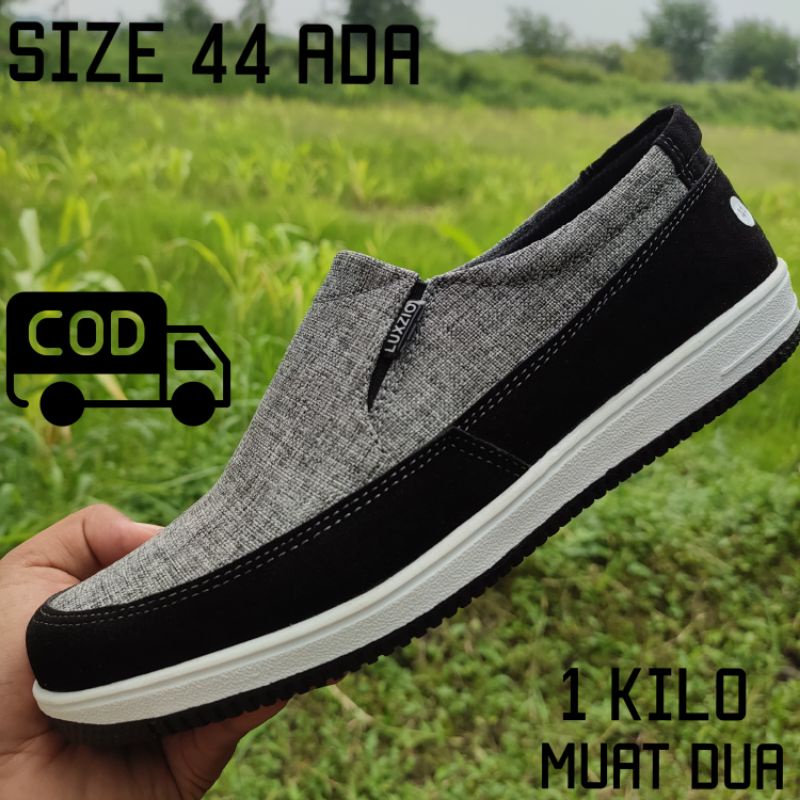 Sepatu Pria Kulit Slip On Kasual Cowok Sol Karet Sintetis Suede  Kantoran