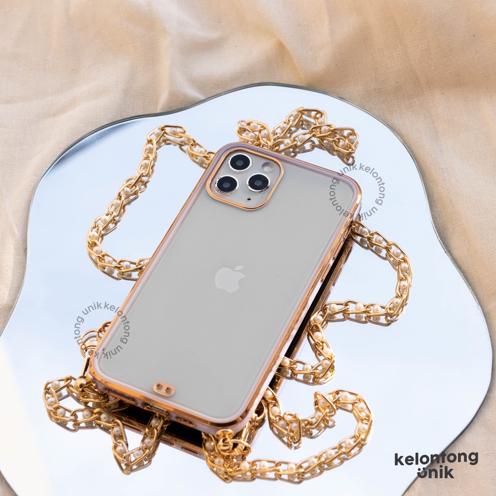 (Seri 2) For iPhone - Anti Crack Gold Plating Lanyard Rantai Case/ Sling Case Tali