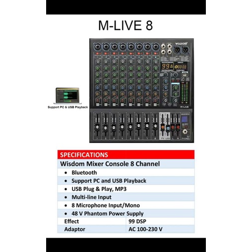 MIXER WISDOM M LIVE8 MIXER 8 CHANNEL