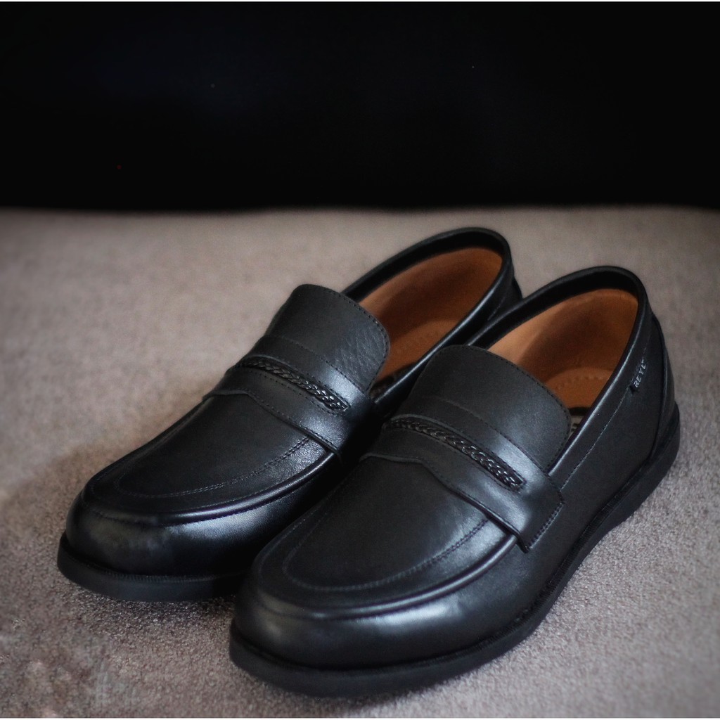 Falsetto Black | Sepatu Loafers Penny Klasik Vintage Klasik Ori Loafer Slip Footwear | FORIND x Reyl