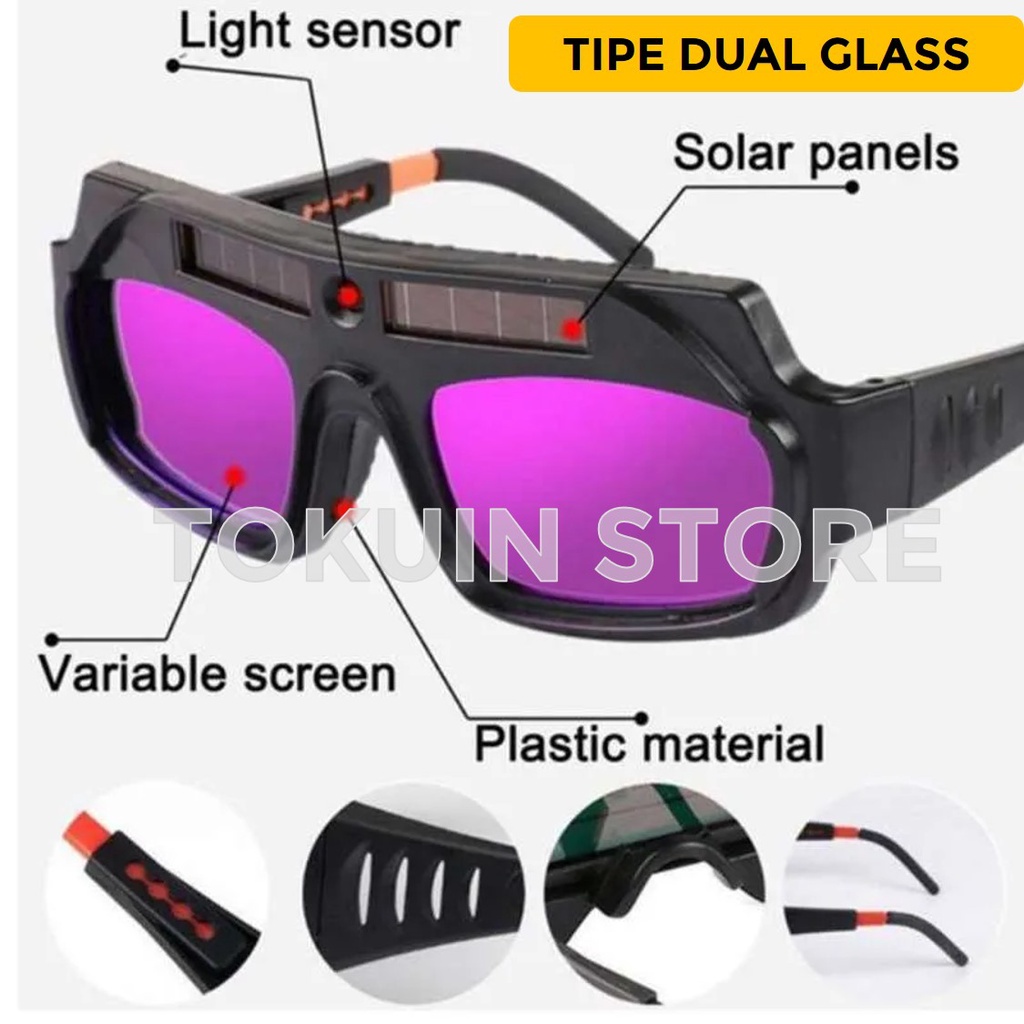 Kacamata Las Otomatis Gelap Kaca Mata Las Listrik Auto Dark Welding Glass Googles