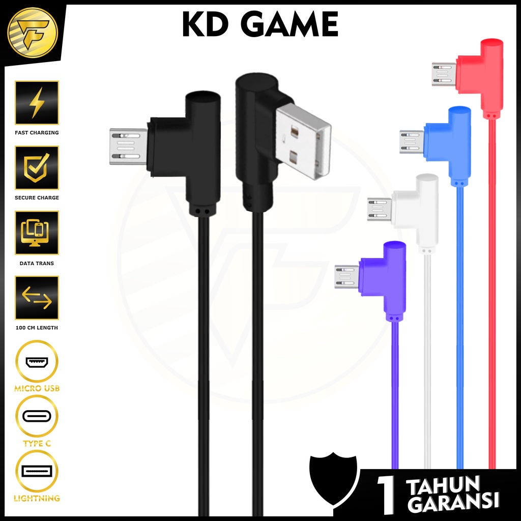 GAMING Kabel data L Fast Charging Iphone lightning Android Type C Micro USB 1 Meter kabel cas android Iphone