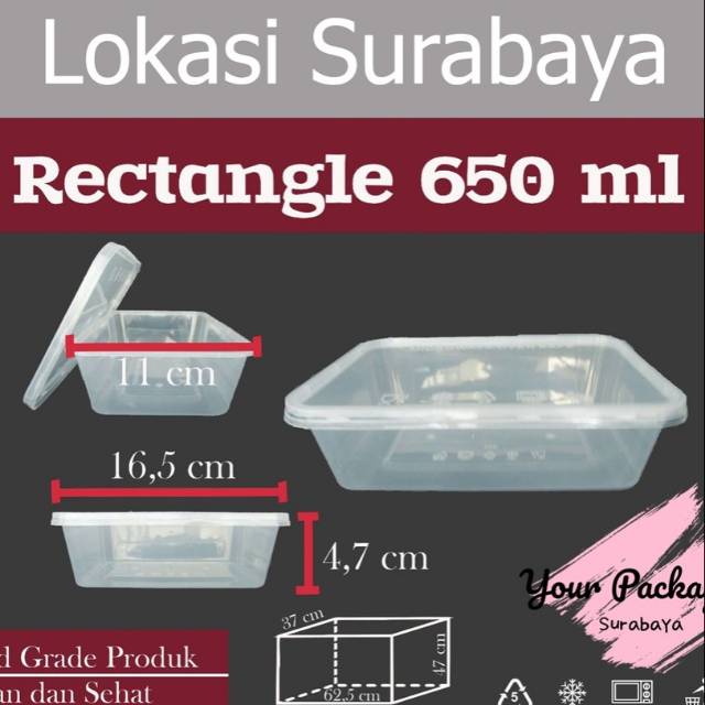 Thinwall 650ml Tempat Kotak  Tepak Makan Plastik Food 