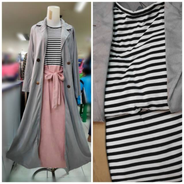 OBRAL SALE Gamis SALUR remaja wanita kombinasi 2 warna salur TALI PITA import