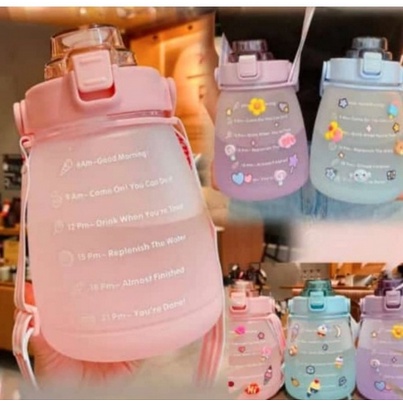 COD Botol Minum Motivasi 1.3 Liter/1300ml Korea Viral Anak Sekolah Olahraga Hangout