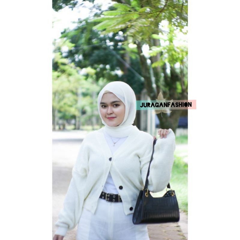 CARDIGAN CROP NACARA RAJUT-Broken white