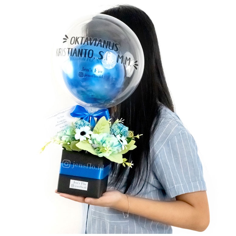 Bloom Box Flower Balon buket balloon bouquet gift bucket surabaya graduation birthday anniversary gr