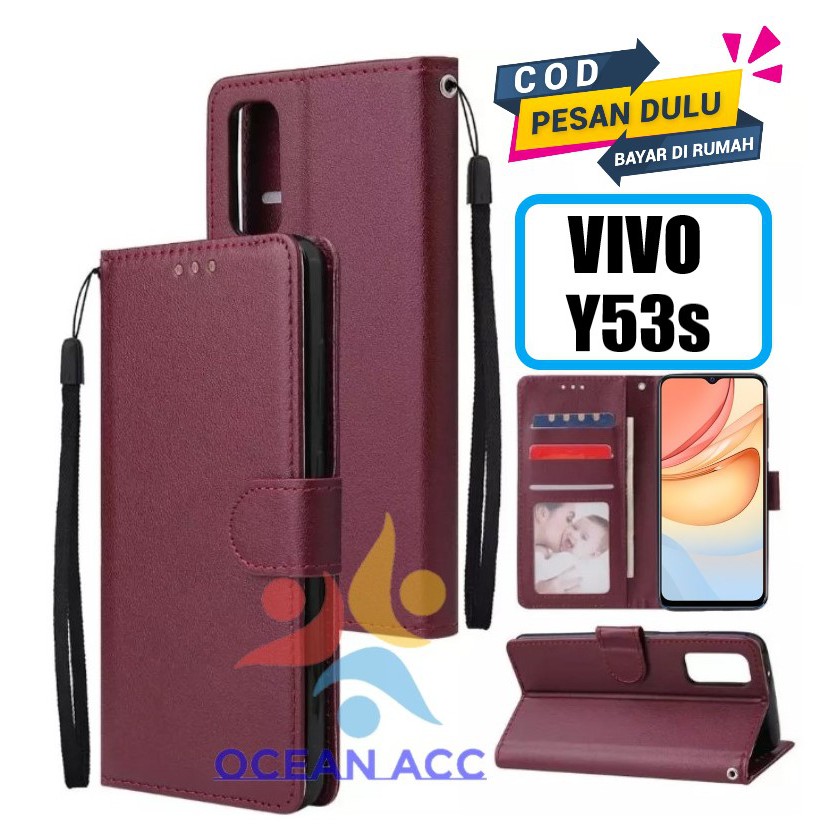 DOMPET HP UNTUK VIVO Y53s NEW 2021 LEATHER FLIP CASE VIVO Y53s NEW 2021
