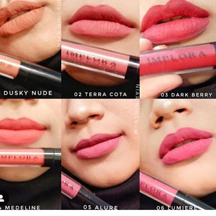 9LQ Lipstik IMPLORA Lipcream Lip Matte Lipstick Lipmate Cream New No 1-12 Asli Original dan BPOM✹ (T