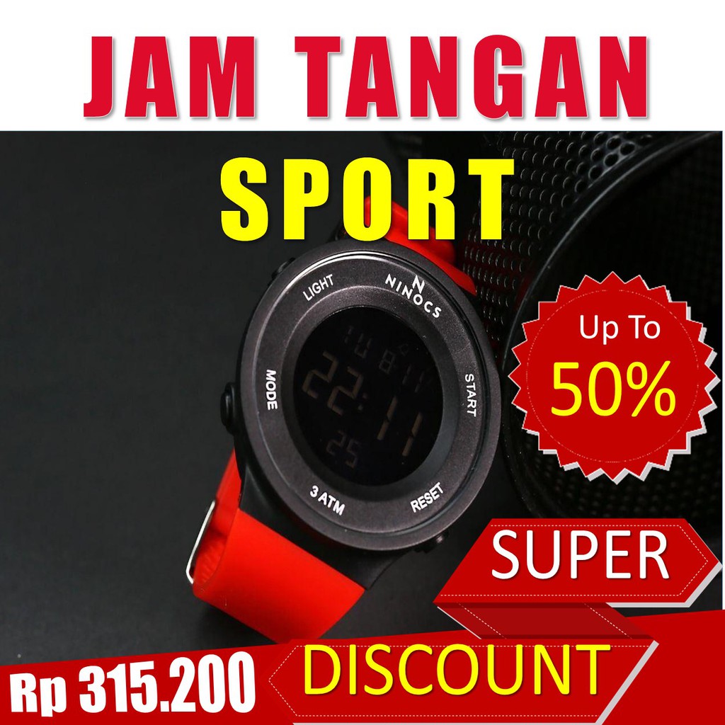 JAM TANGAN SPORT PRIA DAN WANITA / JAM TANGAN NINOCS ORIGINAL / BERGARANSI GARANSI 12 BULAN