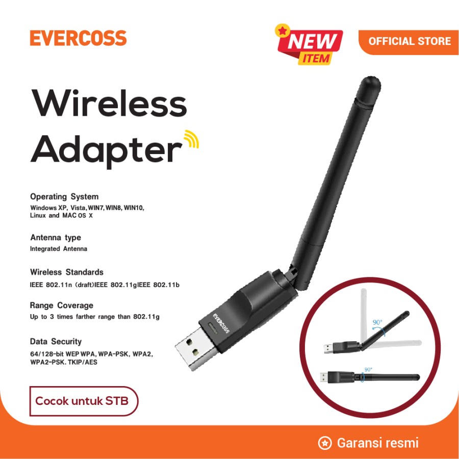 EVERCOSS WF 1 WIFI DONGLE UNTUK PC LAPTOP STB WF1