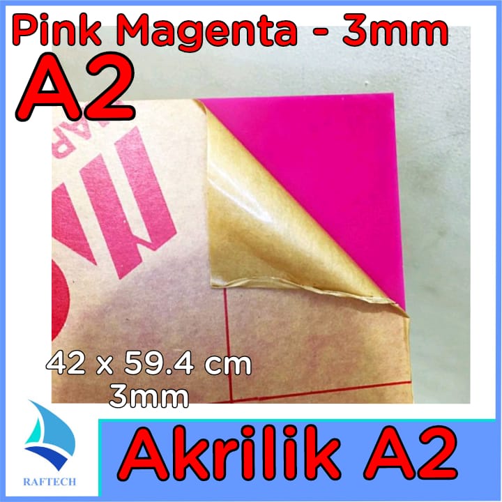 Akrilik A2 Lembaran 3mm Acrylic 3 mm Pink Magenta Marga Cipta