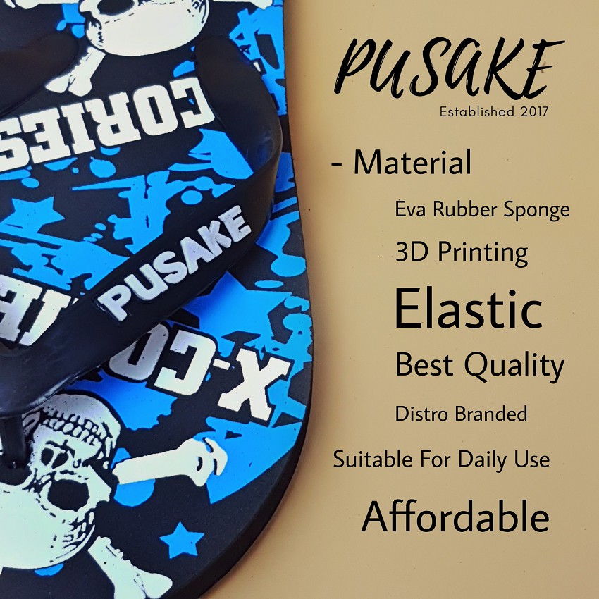 PUSAKE - Sandal Jepit Distro Printing 3D Unisex Dewasa Bandung / Flip Flop Sandals