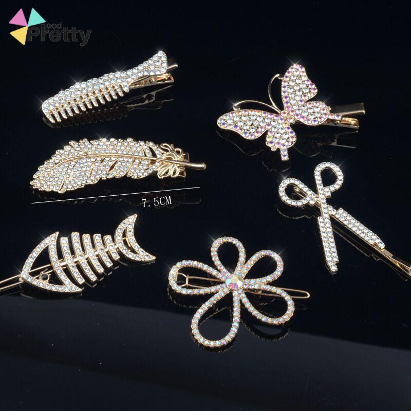 Fishbone Hairpin 6-Piece Set Aksesoris Rambut Vintage Set Dengan Diamond Pearl Edge Clip Bebek Paruh Clip - PD