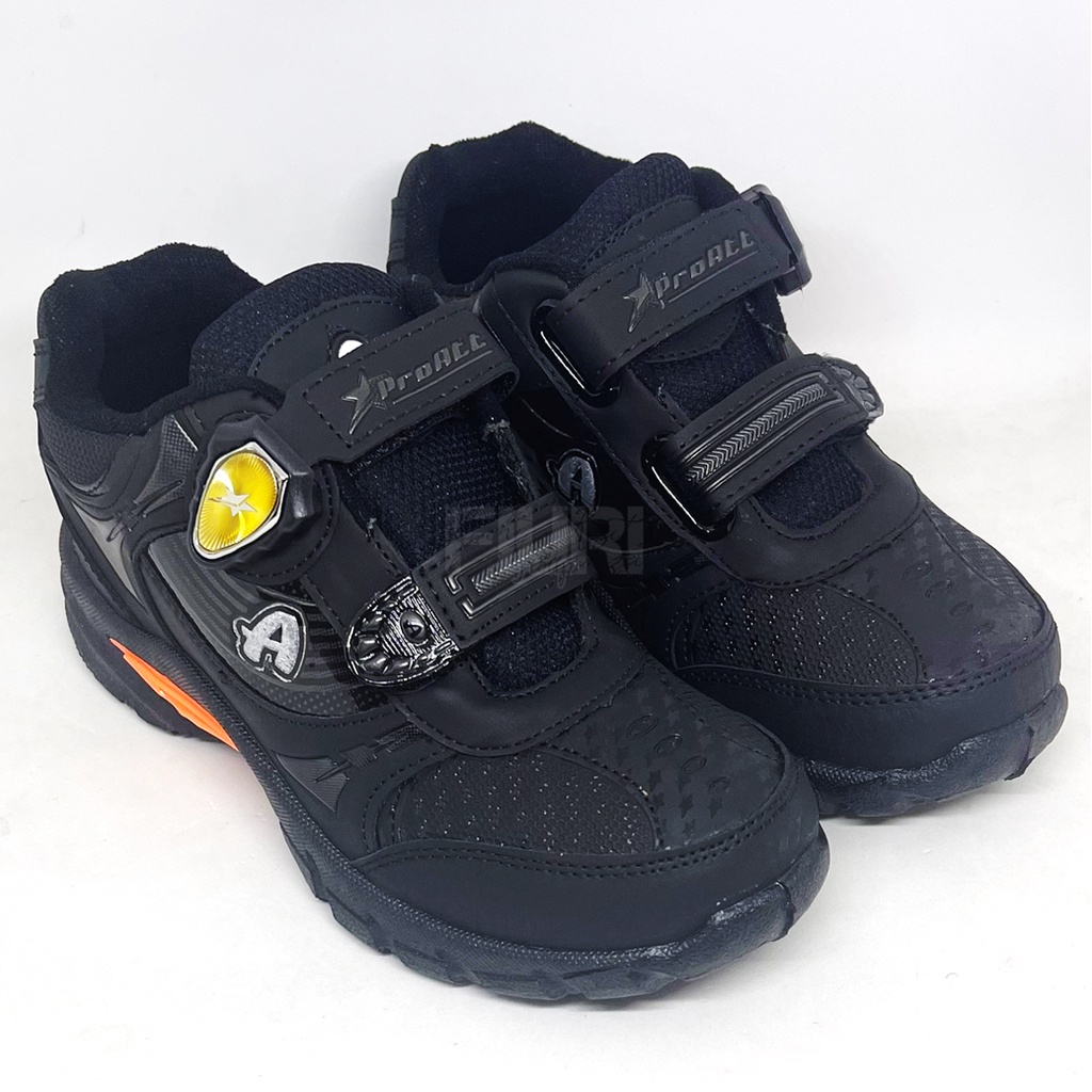 FIURI - Pro ATT Original - PMB MGP 463 PEREKAT 28-37 - Sepatu Kets Anak Laki-Laki - Sepatu Sneakers Anak - Sepatu Olahraga Sport Anak Balita Cowok Perekat - Sepatu Casual Magnet Anak Kecil - Sepatu Sekolah Hitam Anak Laki-Laki PAUD TK SD Murah