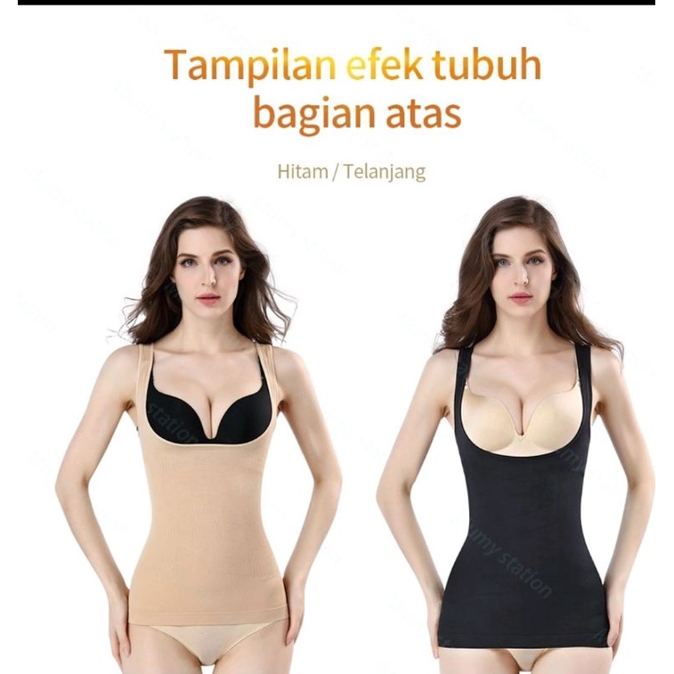 KORSET ATASAN SINGLET TANK TOP PELANGSING PERUT - BODY SHARPER WAIST TRAINER CORSET