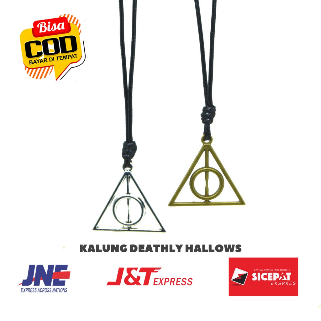 Kalung Tali Pria Titanium Liontin Harry Potter Deathly Hallows Keren