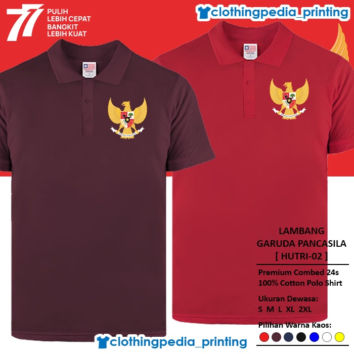 Kaos Polo Kesaktian Lambang Garuda Pancasila Logo Dirgahayu Indonesia HUT RI