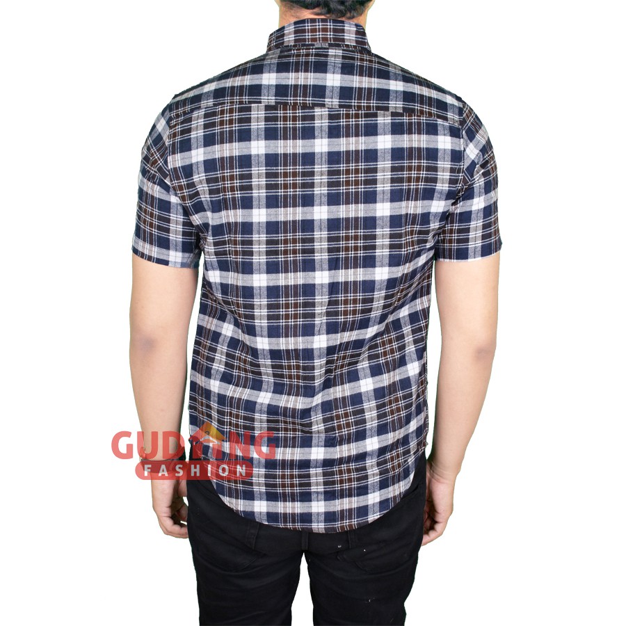 Kemeja Lengan Pendek Flanel Pria SHT 856