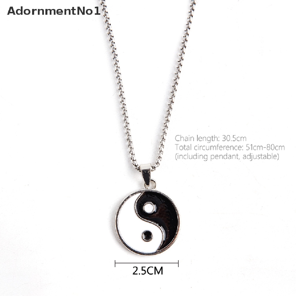 (AdornmentNo1) Kalung Rantai Dengan Liontin Logo Yin Yang Cina Taoism Warna Hitam / Putih Untuk Wanita