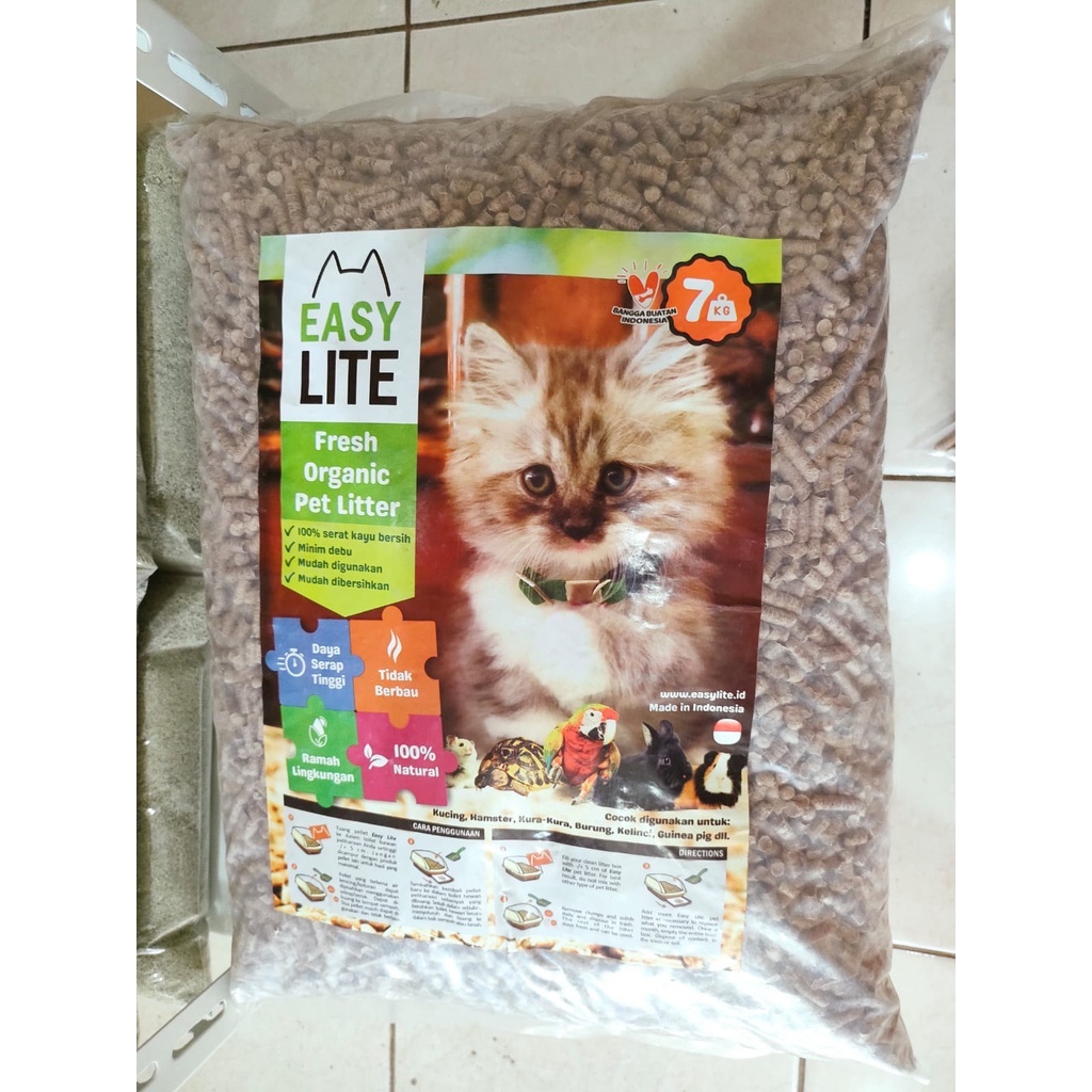 Easy Lite : Wood Pellet - Pelet Kayu - Cat Litter (Pengganti Pasir) Kemasan Freshpack 7kg