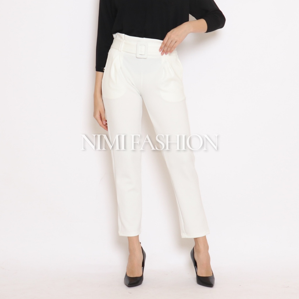 NIMI - Alice Pants Celana Scuba Wanita Celana Scuba Basic Free Belt