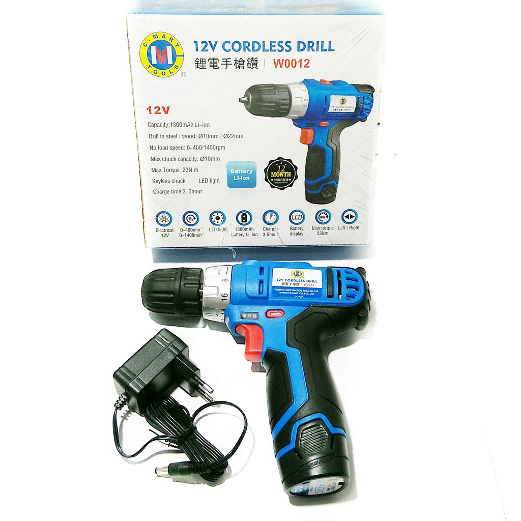 C-MART CW0012 12v Cordless Drill - Mesin Bor Baterai