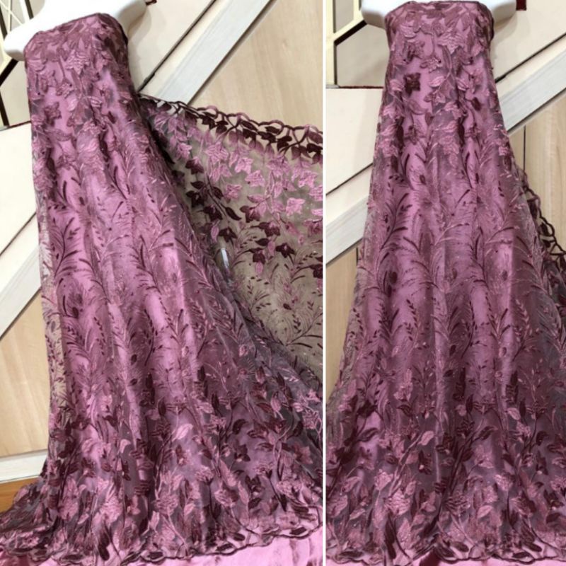 kain tile mutiara Bordir ,tile kain brokat (Harga per setengah meter)