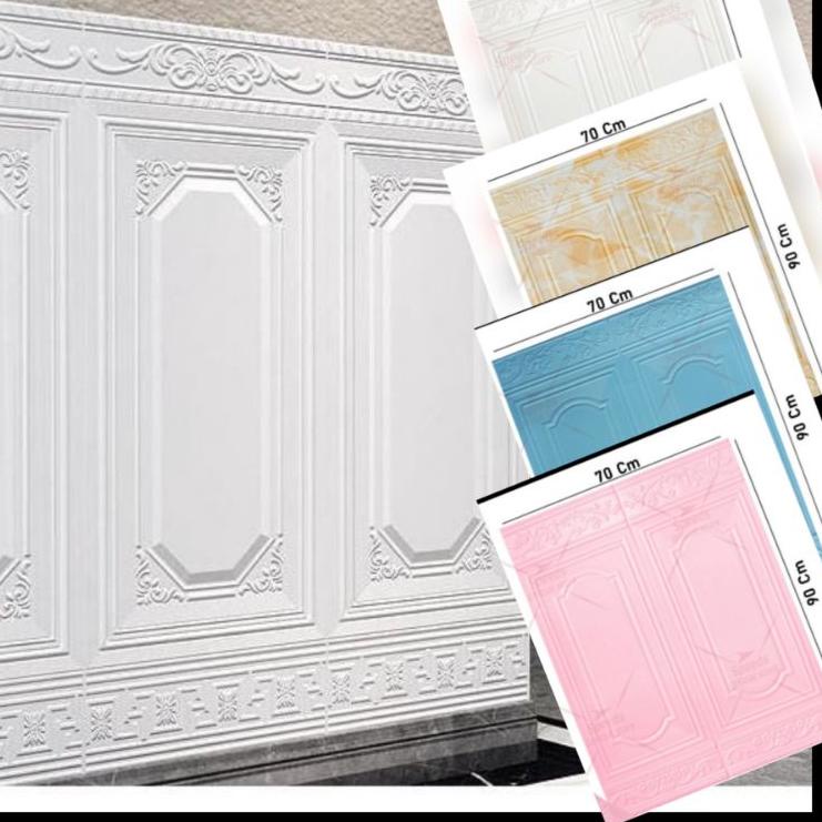 wallpaper foam 3d motif jendela / pintu warna putih / marmer /pink 70x90cm ◦ COL.26Au22o