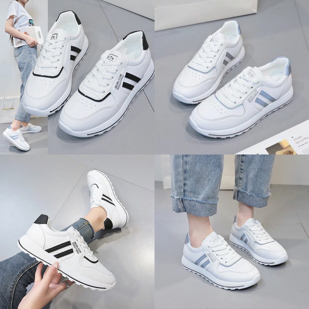 GROSIRTAS TG1581 Sepatu Sneakers Polos Korea Import Sepatu Putih