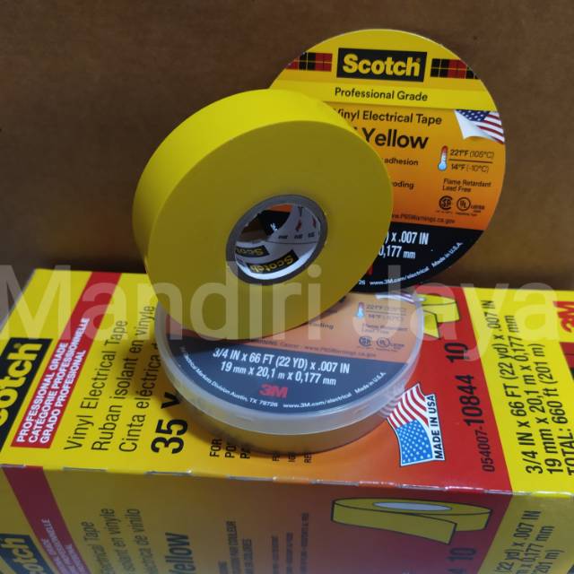 

Selotip Isolasi 3M Scotch 35 kuning Electrical Tape