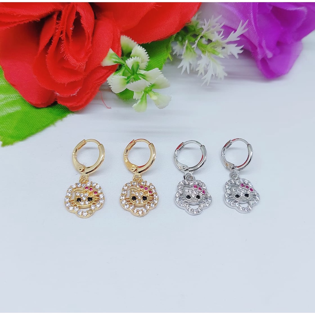 Anting Hello Kitty permata lapis emas perhiasan xuping jewellery 0363-0368