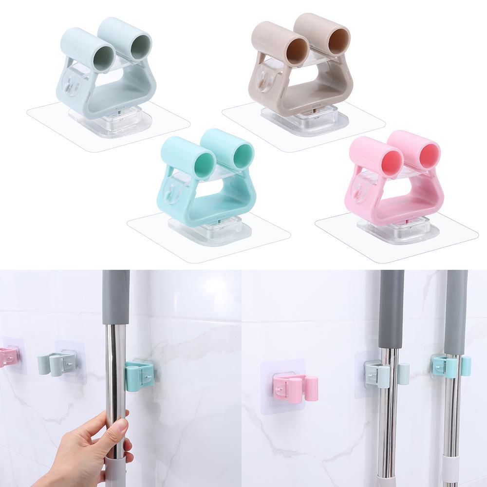 TOP Mop Clip Hook Bathroom Tool Self-adhesive Holder Kitchen Shelf