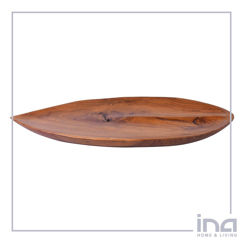 INA H&amp;L Piring Saji Kayu Ukir Bentuk Daun C (Isi 1)