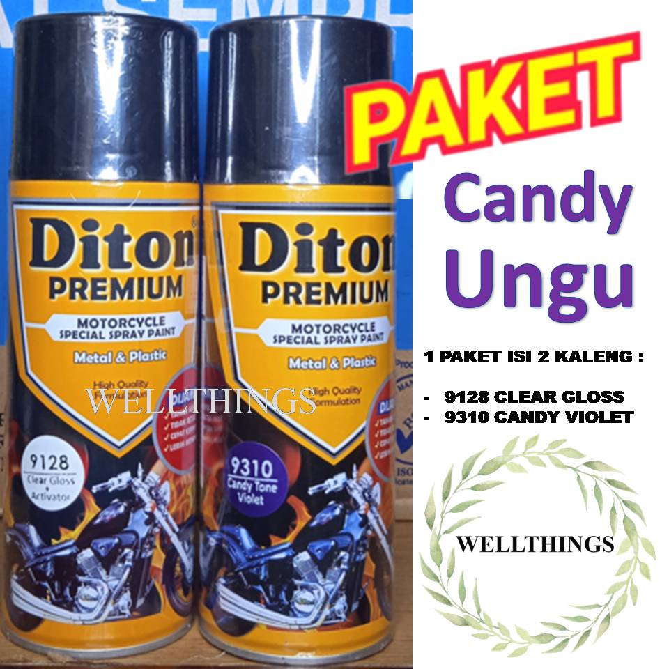 PAKET HEMAT 9310   Candy Tone Violet Cat Pilox Diton Premium 400ml kendi ungu motor mobil pylox