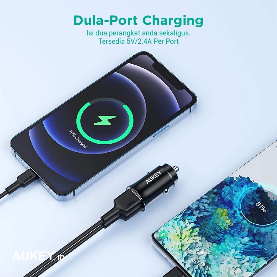 Charger Mobil Aukey CC-Q1 Enduro Duo Series USB-A - 501245