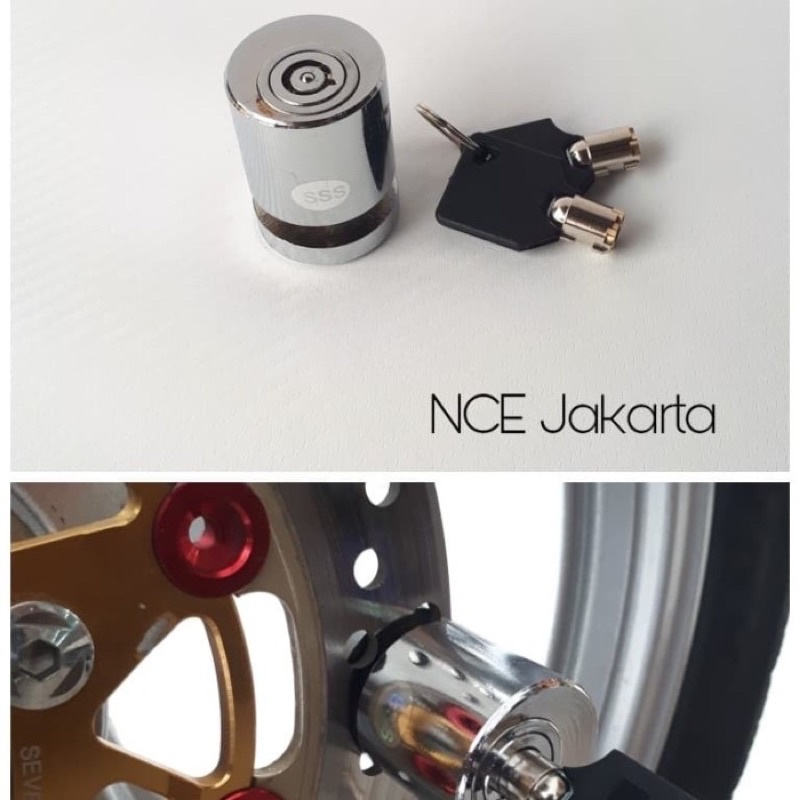 GEMBOK MOTOR BULAT DISC LOCK PIRINGAN CAKRAM BESI CROME