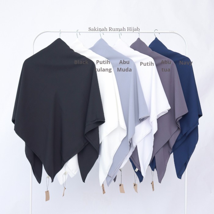 JM KHIMAR JILBAB HIJAB SEGIEMPAT WOLFIS POLOS PREMIUM SYAR'I 130x130cm - Putih Tulang, 130x130cm