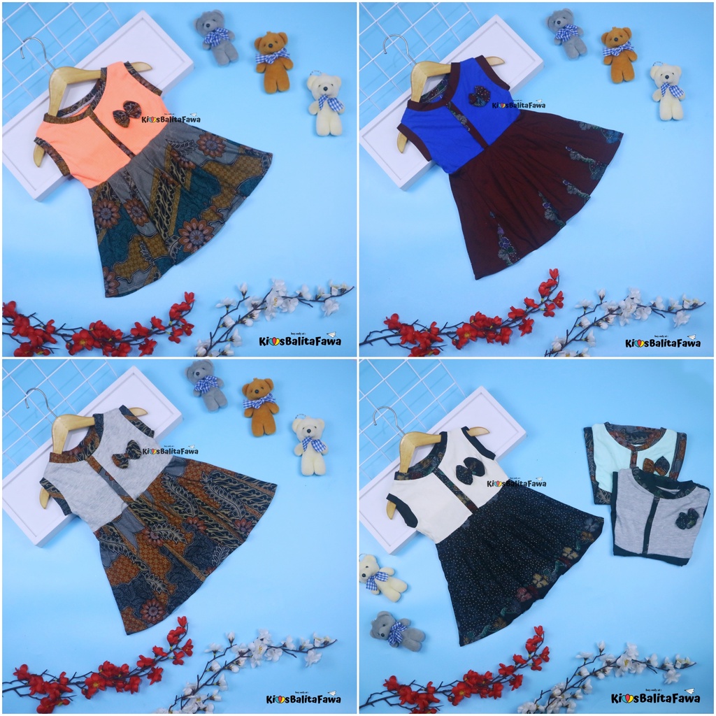 [BATIK] Dress Bilqis uk Bayi - 2 Tahun / Dres Yukensi Murah Grosir Baju Anak Perempuan Harian Gaun Pesta Pakaian