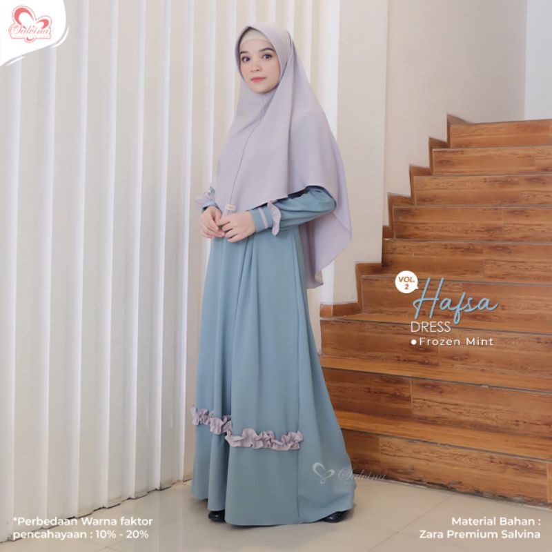 READY STOCK HAFSA DRESS ONLY BY SALVINA ( GAMIS DRESS WANITA MUSLIM )