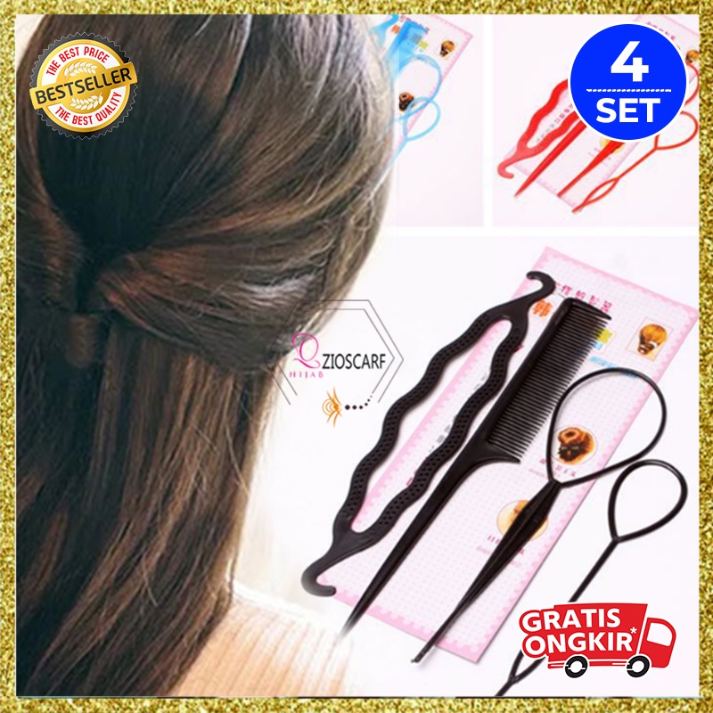 SISIR RAMBUT AKSESORIS PENJEPIT SANGGUL KONDE SET ALAT SALON HIAS RAMBUT WANITA Isi 4pcs AK95