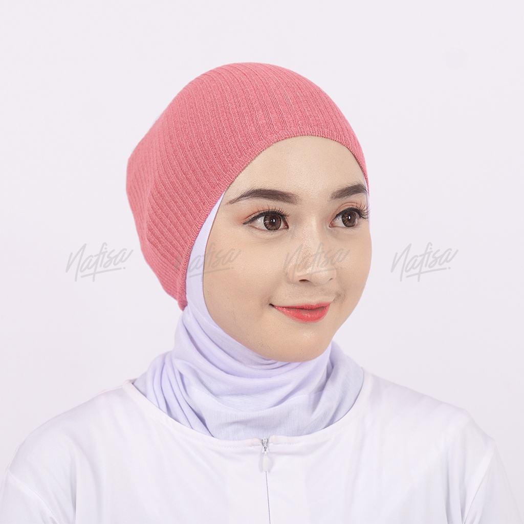 Ciput Rajut NAFISA UMMI | Bandana Rajut Satu Warna Inner Dalaman Kepala Rajut Satu Warna