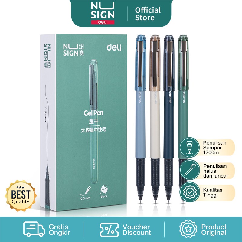 

Deli Nusign Gel Pen Tinta Hitam Warna Pastel NS567 / Pulpen Gel 0.5 mm