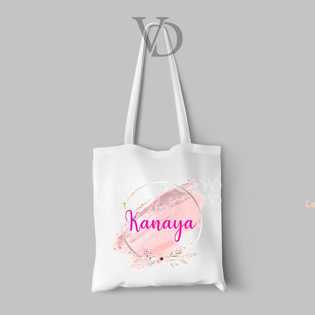 CUSTOM NAMA / TOTE BAG LINE BAHAN KANVAS MOTIF nama / SOUVENIR WEDDING /  korean TOTE BAG / hadiah wedding / custom tote bag nama