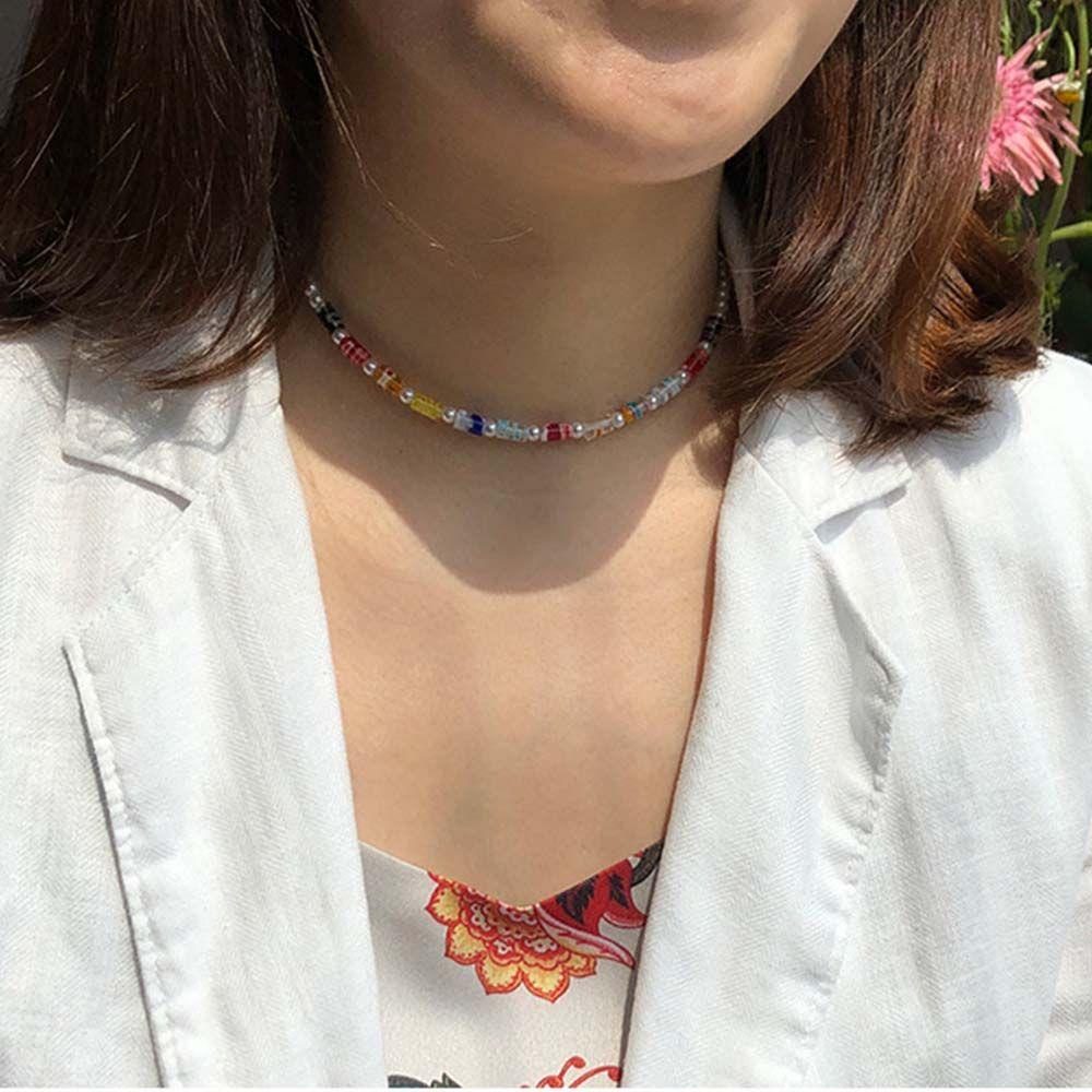 Mxbeauty Manik-Manik Rantai Klavikula All-match Fashion Tidak Teratur Choker Gadis Hadiah Wanita Kalung Daisy Klavikula Kalung